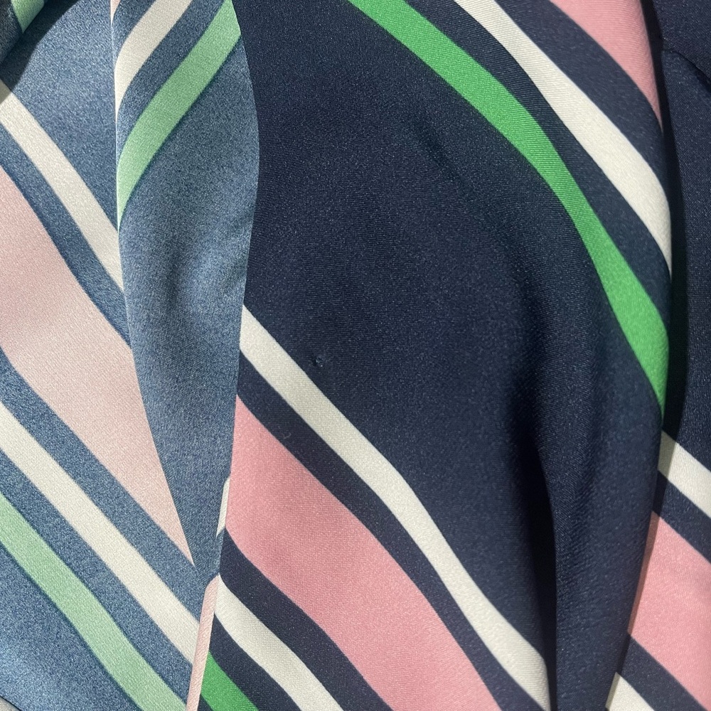 Bar lll Satin Striped Asymetrical Coastal Grandma Career Chic Skirt Sz 4 Fall - Picture 12 of 13